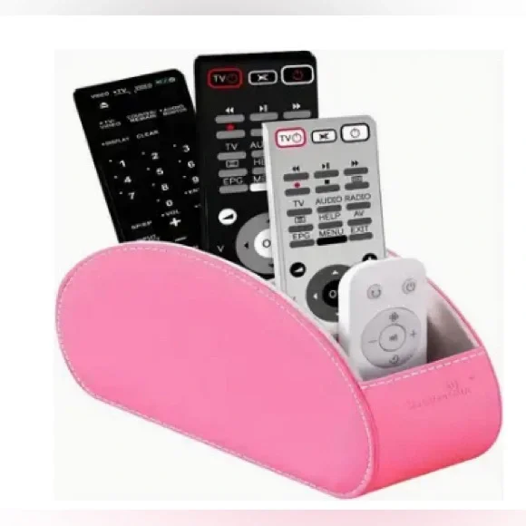 Pink Leather 5 Slot Remote Control Holder Organizer - Picture 1 of 4